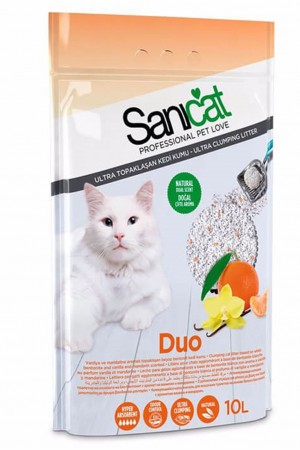 Sanicat Duo Vanilya Mandalina Kokulu Doğal Kedi Kumu 10lt